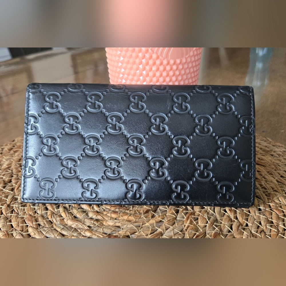 Gucci Black Embossed GG Leather Long Wallet